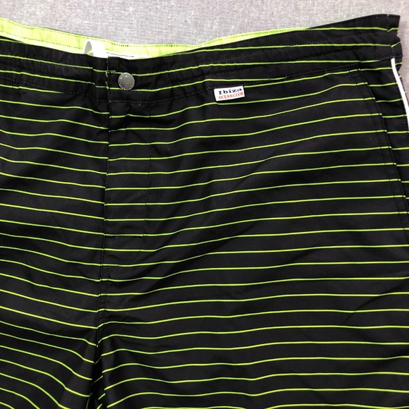 6" Black Green Striped Swim Trunk 38 - Picture 5 of 7
